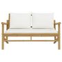 Voir la diapositive 3 : VIDAXL Banc de jardin avec coussins blanc creme bambou