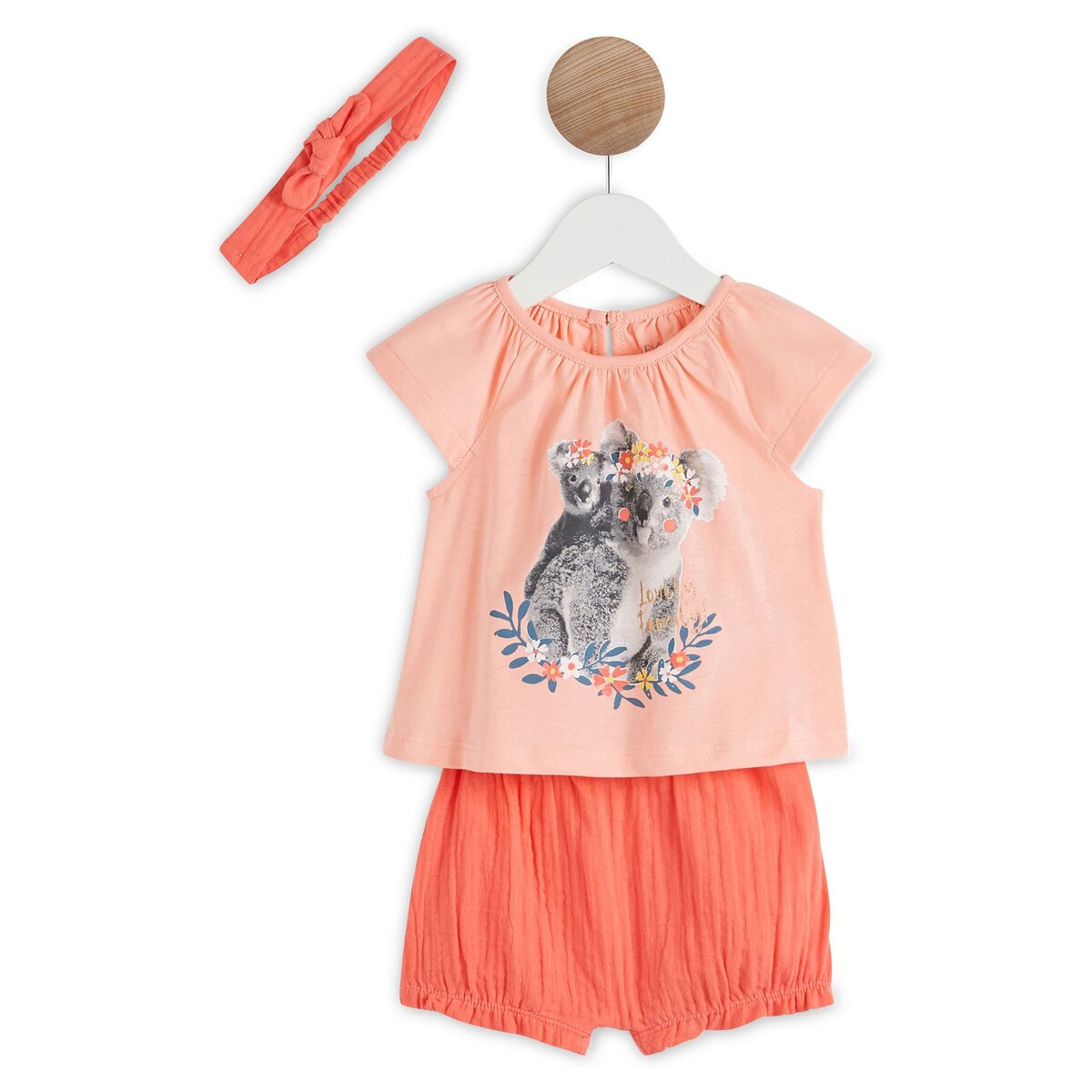 INEXTENSO Ensemble t shirt manches courtes koalas bandeau