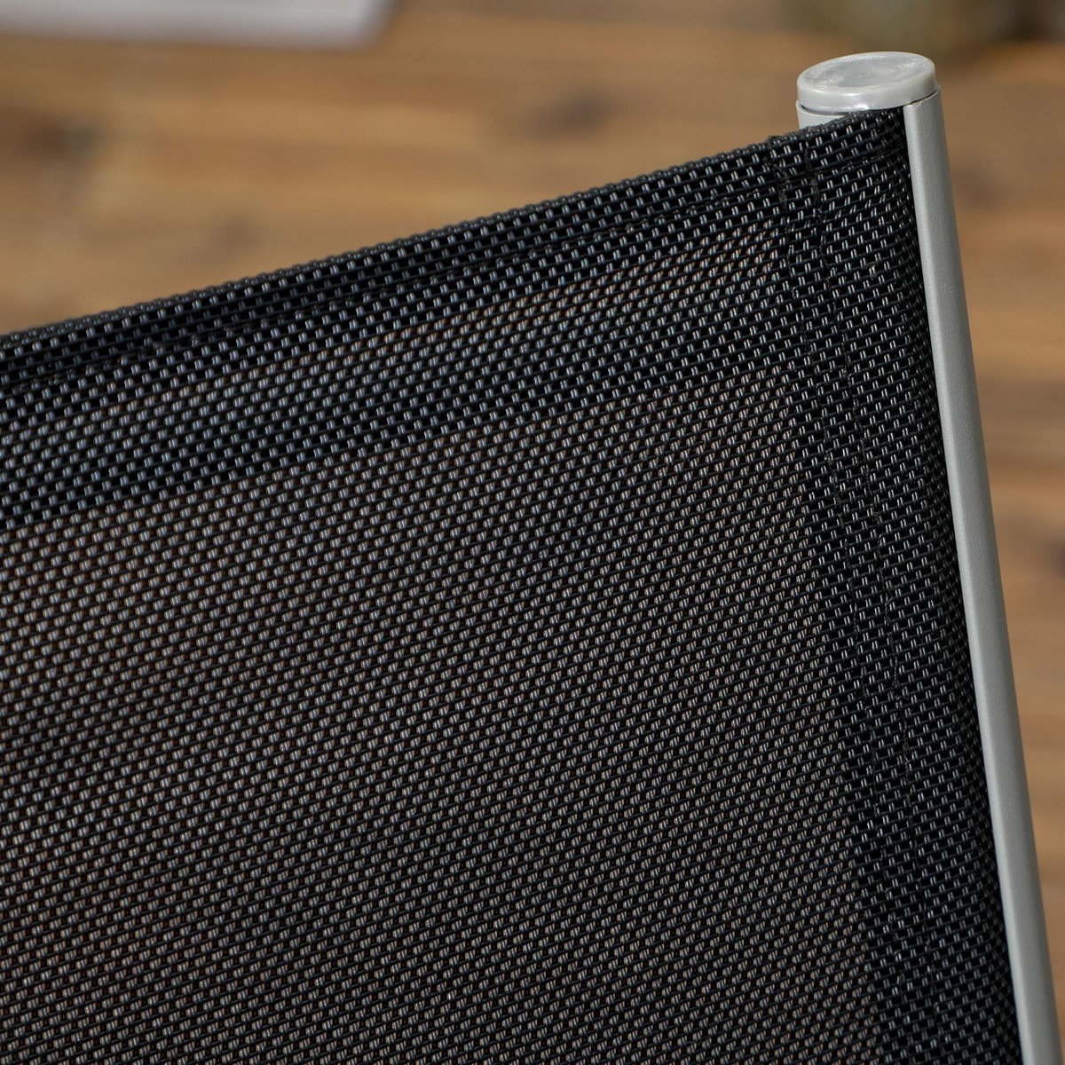 OUTSUNNY Ensemble de jardin 6 personnes chaises empilables table à manger dim. 150L x 90l x 72H cm plateau verre acier époxy textilène noir