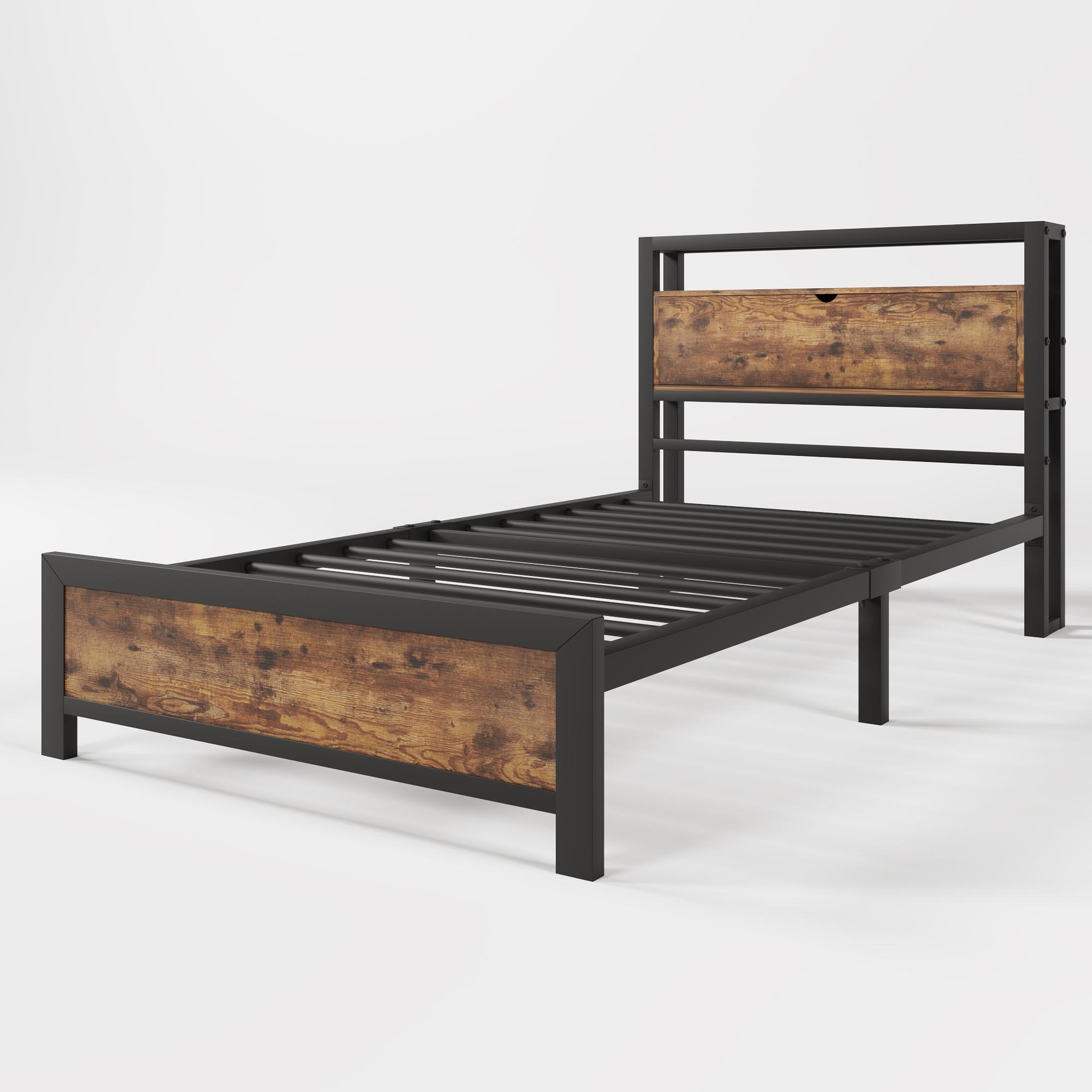 Voir la diapositive 6 : MERAX Lit simple avec sommier Style industriel