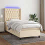 Voir la diapositive 1 : VIDAXL Sommier a lattes de lit matelas et LED Creme 80x200cm Tissu