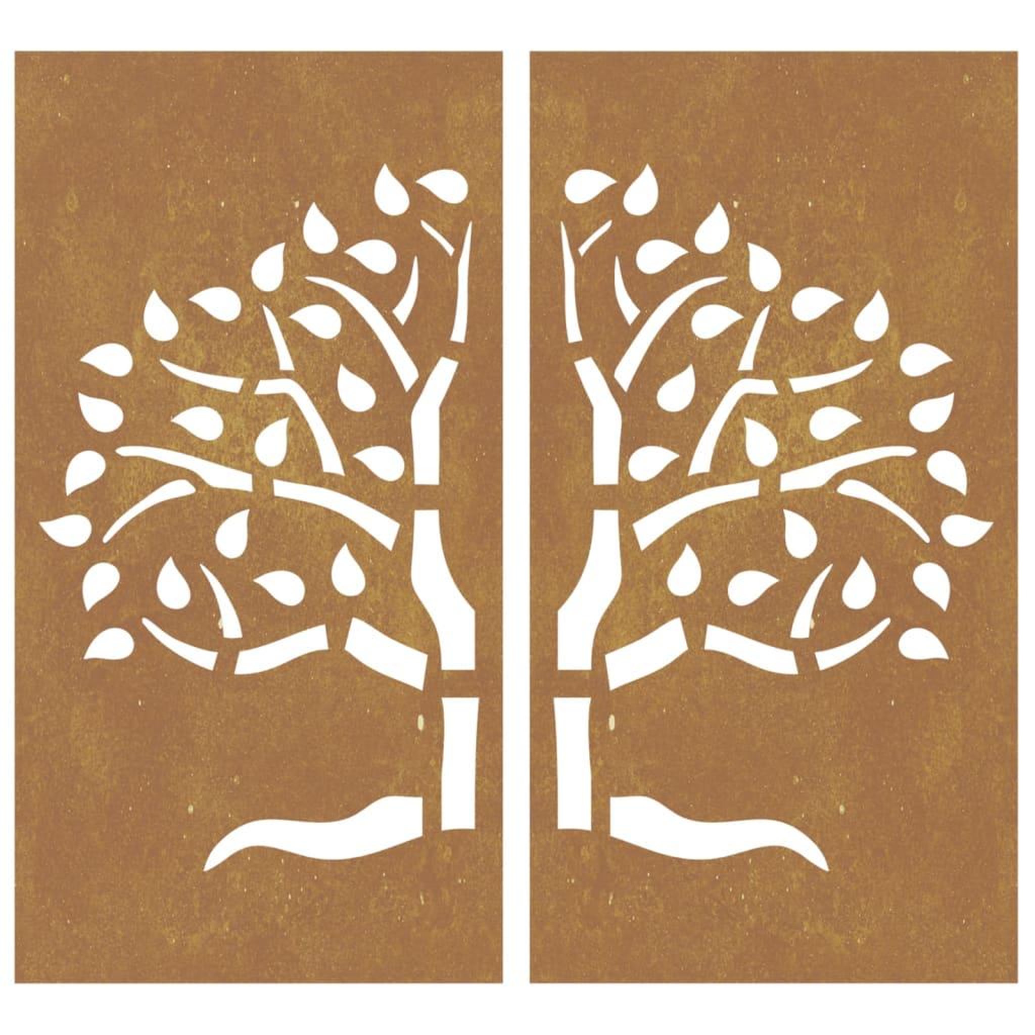 Voir la diapositive 4 : VIDAXL Decorations murales jardin 2 pcs 105x55 cm design d'arbre