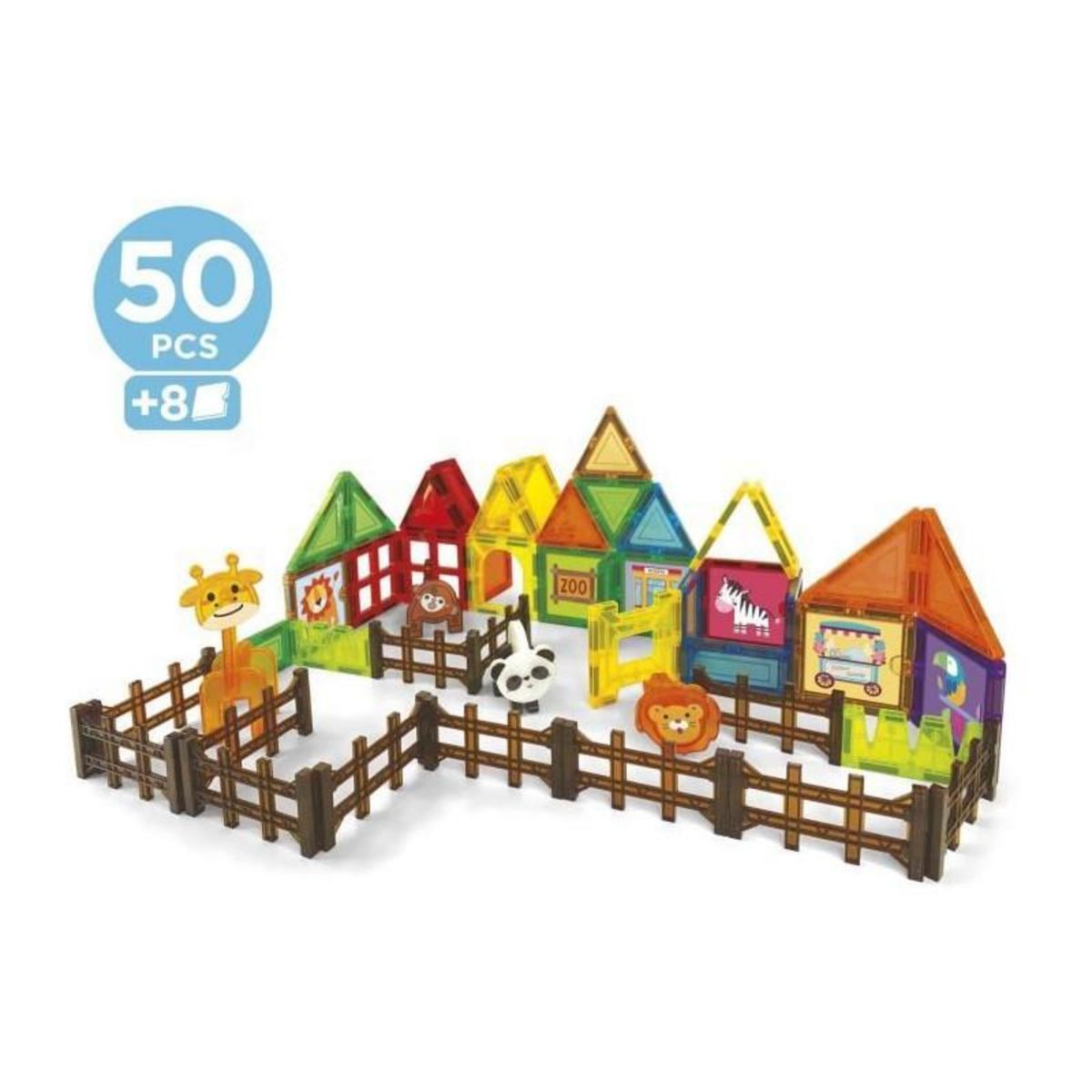 EDUCA Magnetics Parc Zoo - Jeu de construction - EDUCA - 50 pieces magnétiques, 4 animaux, 8 cartes - Des 3 ans