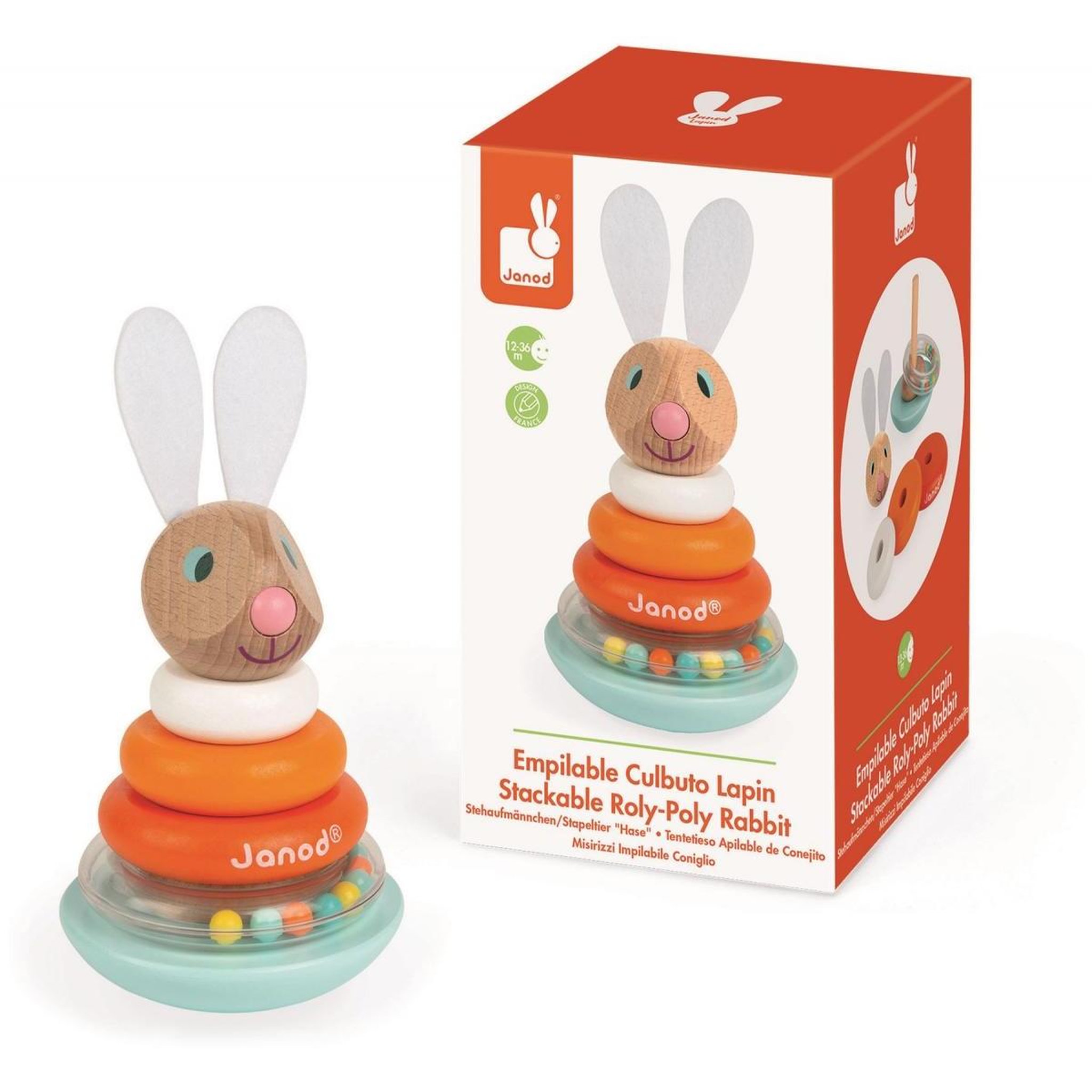 Voir la diapositive 2 : Juratoys-Janod Janod Culbuto lapin empilable