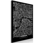 Paris Prix Tableau Imprimé  Dark Map of London. Coloris disponibles : Multicolore