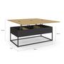 Voir la diapositive 5 : ID MARKET Table basse rectangulaire relevable convertible en table à manger BOSTON design industriel