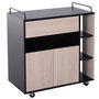 Voir la diapositive 1 : HOMCOM Chariot de service desserte de cuisine à roulettes multi-rangements placard double portes + 3 étagères + niche + tiroir panneaux particules noir chêne