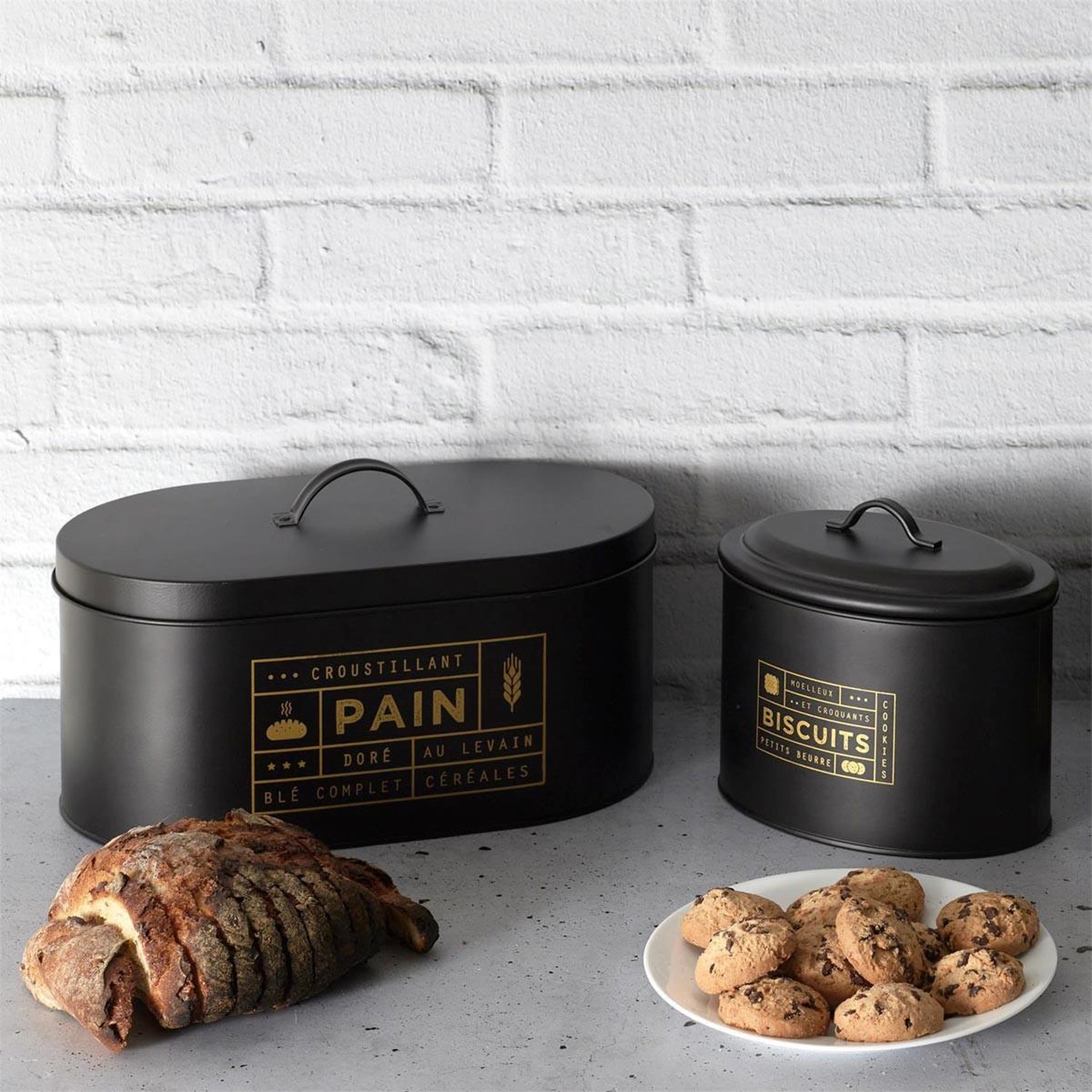 Voir la diapositive 2 : The Home Deco Factory Boîte à pain design mat Black - Noir