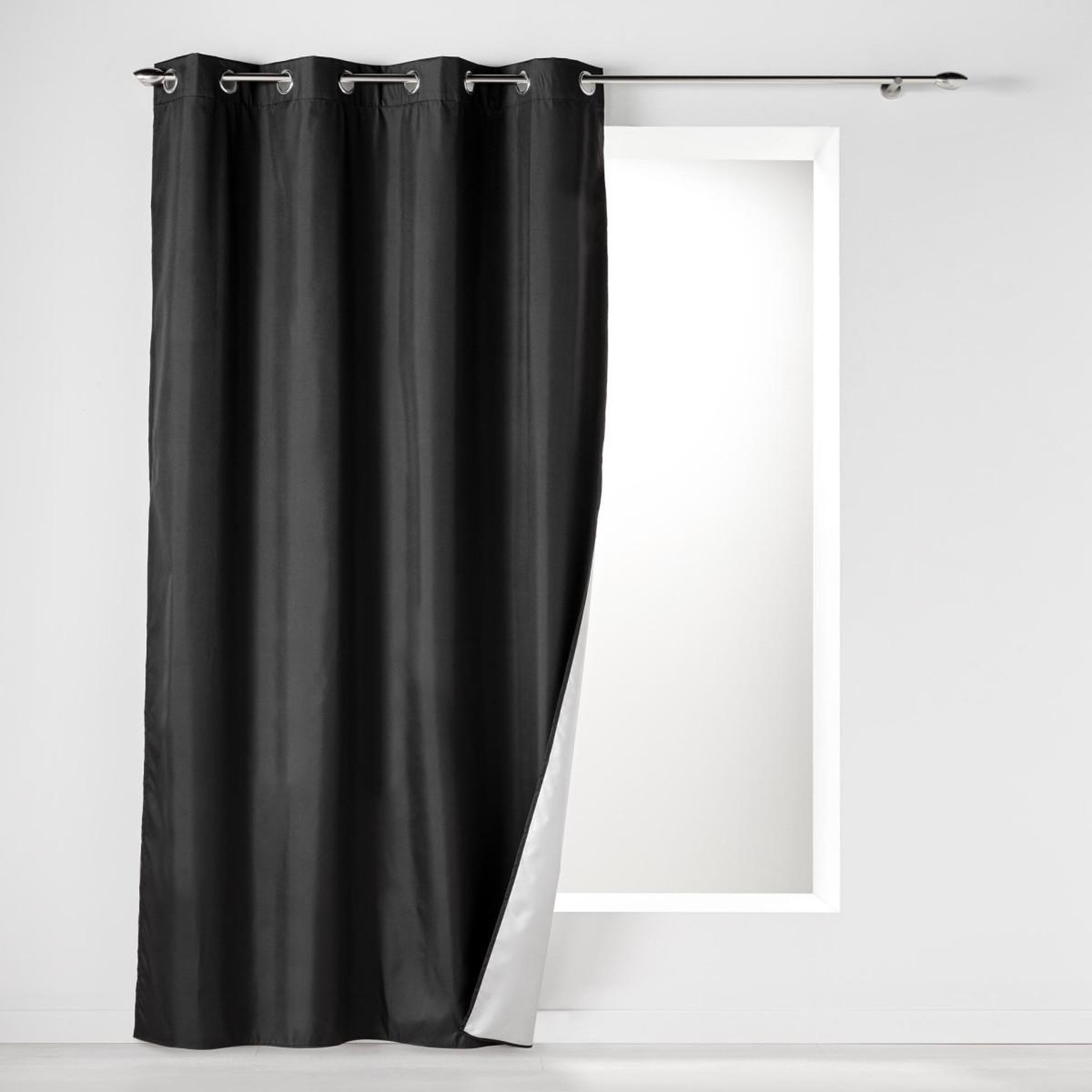 Douceur d'Intérieur Rideau isolant à œillets  icemount  140x260cm noir