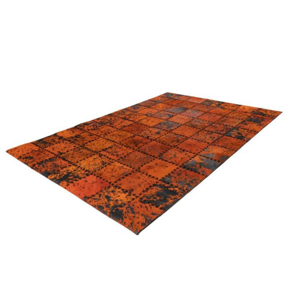 Paris Prix Tapis Patchwork en Cuir Fait Main  Voila  Orange