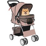 PAWHUT Poussette buggy pliable pour chiens tissu 600D Oxford imperméable 4 roues café