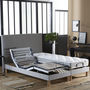 Voir la diapositive 2 : IDLITERIE Ensemble lit électrique relaxation multi lattes + Matelas Mousse à mémoire de forme Couleur - Gris Clair, - 2x90 x 200 cm