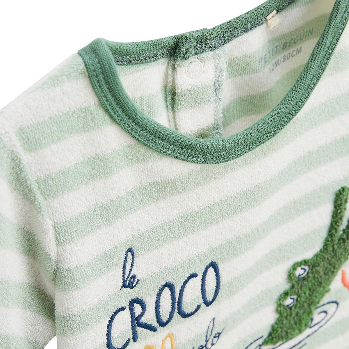 Petit Béguin Ensemble enfant t-shirt et short en éponge Crocro rigolo