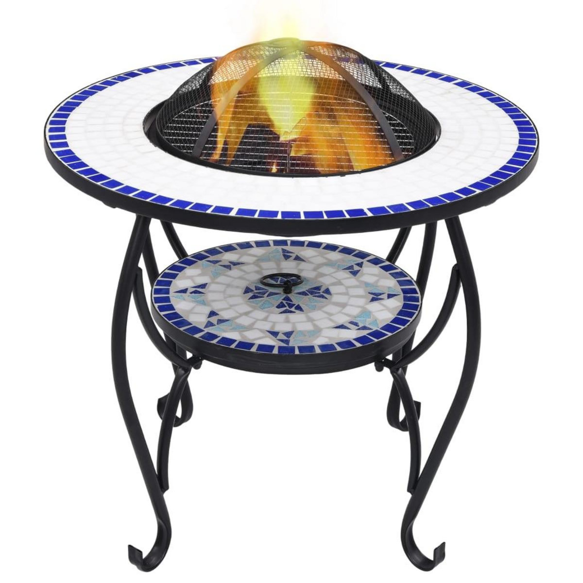 VIDAXL Table de foyer mosaïque Bleu et blanc 68 cm Ceramique