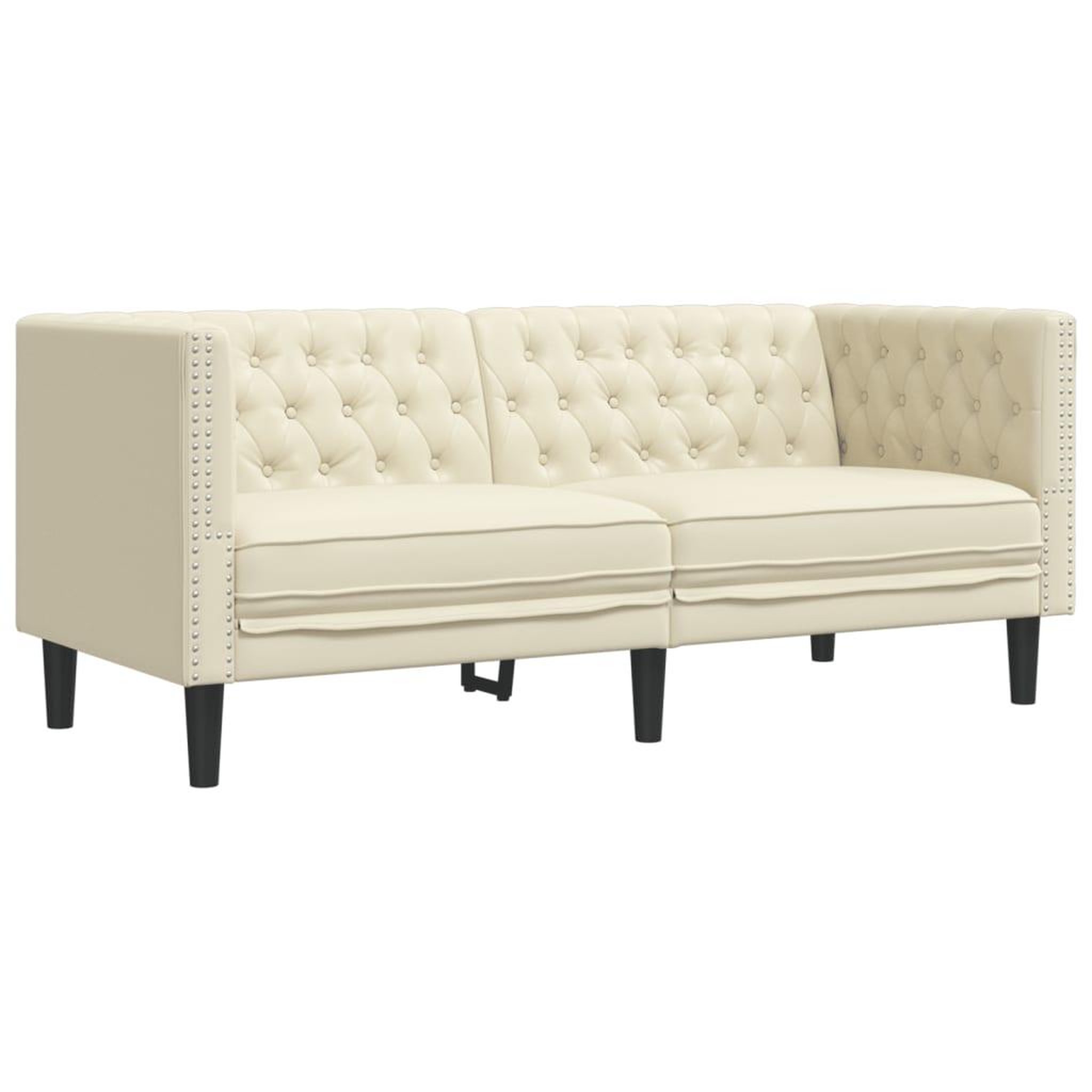 Voir la diapositive 5 : VIDAXL Ensemble de canape Chesterfield 3 pcs creme similicuir