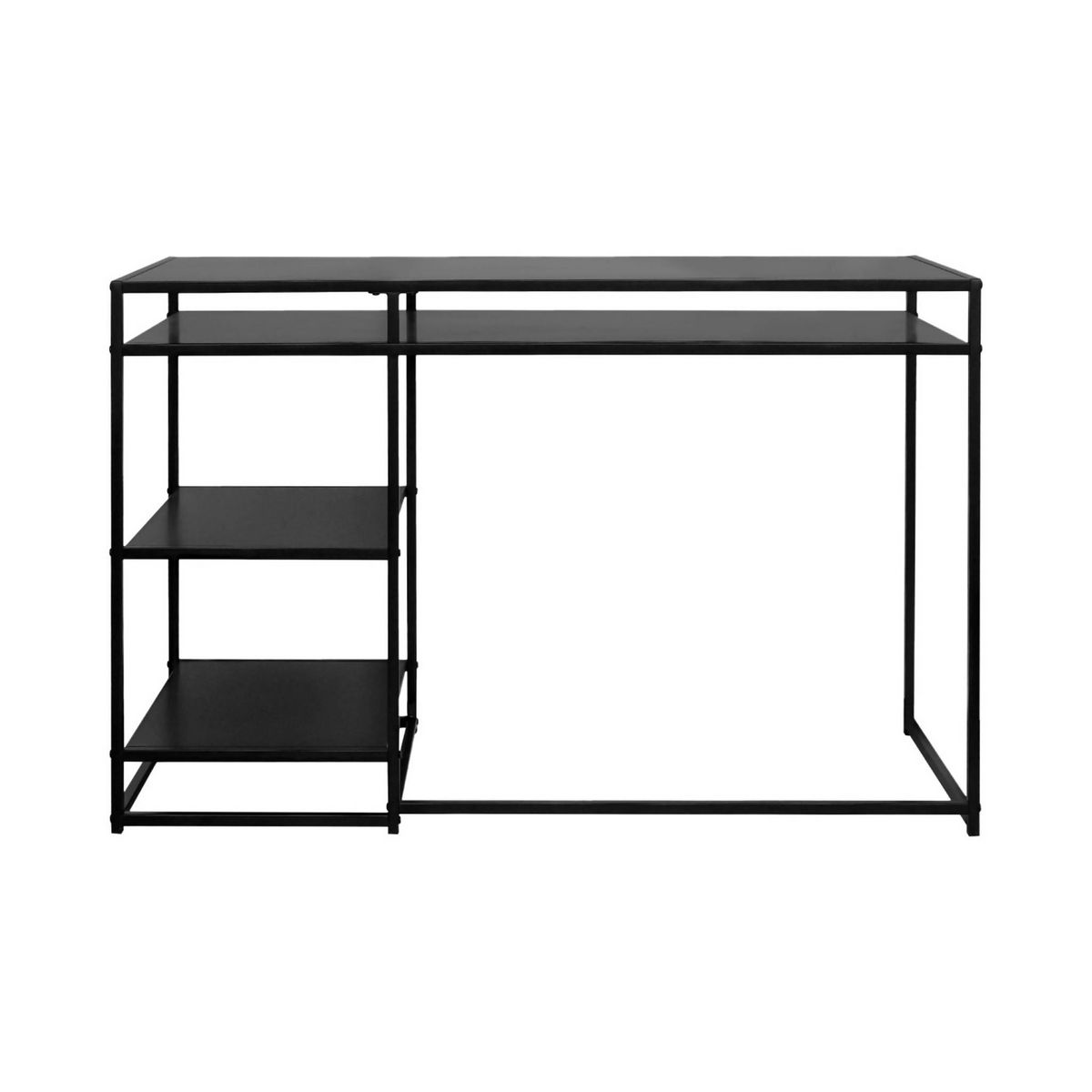 SWEEEK Bureau avec casiers et deux étagères en métal noir 120cm - INDUSTRIELLE