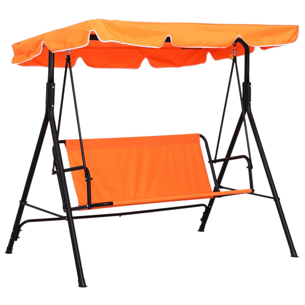 OUTSUNNY Balancelle de jardin 3 places toit inclinaison réglable coussins assise et dossier 1,72L x 1,1l x 1,52H m acier noir polyester orange