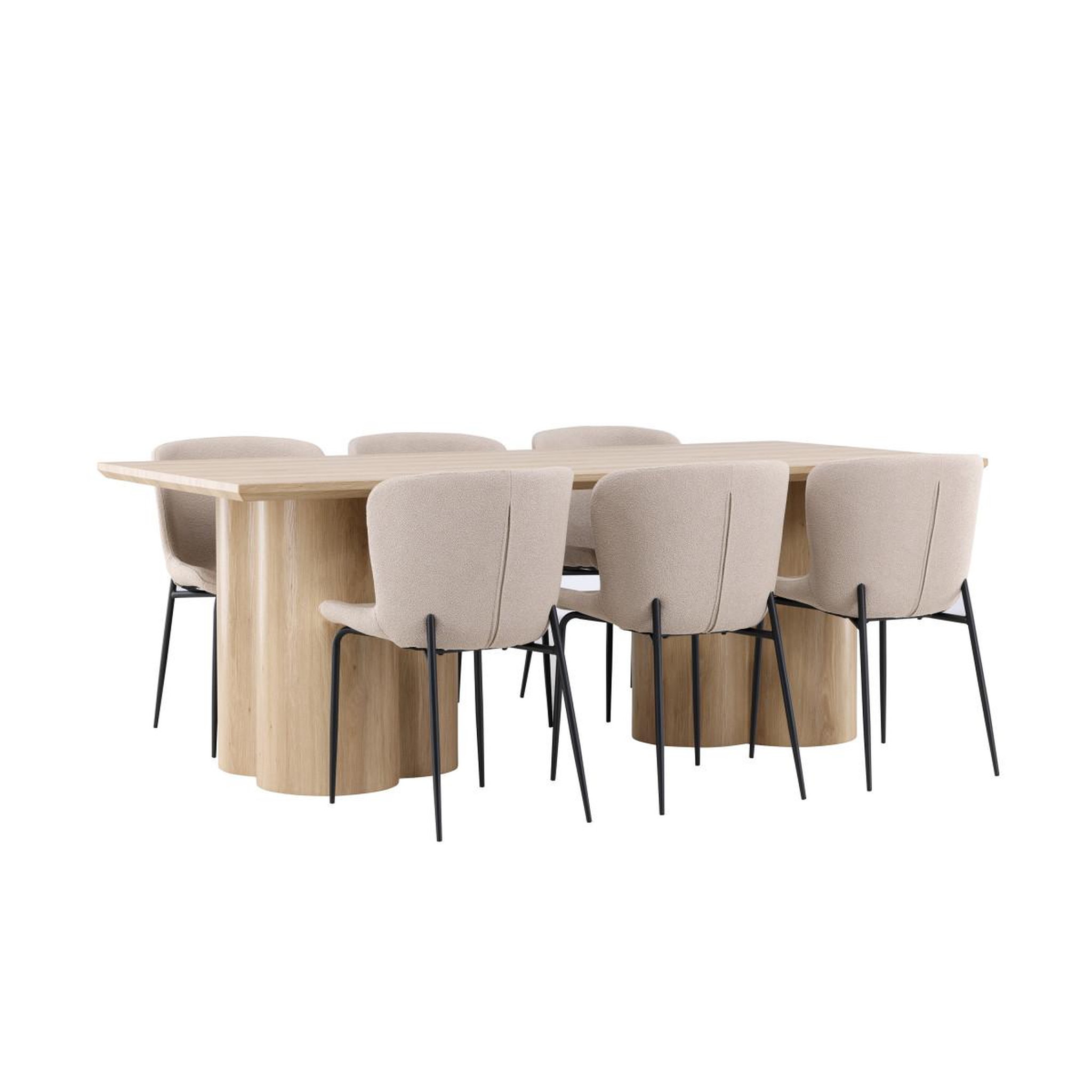 Voir la diapositive 3 : Paris Prix Ensemble table à manger & 6 chaises  olivia & modesto  210cm naturel & beige