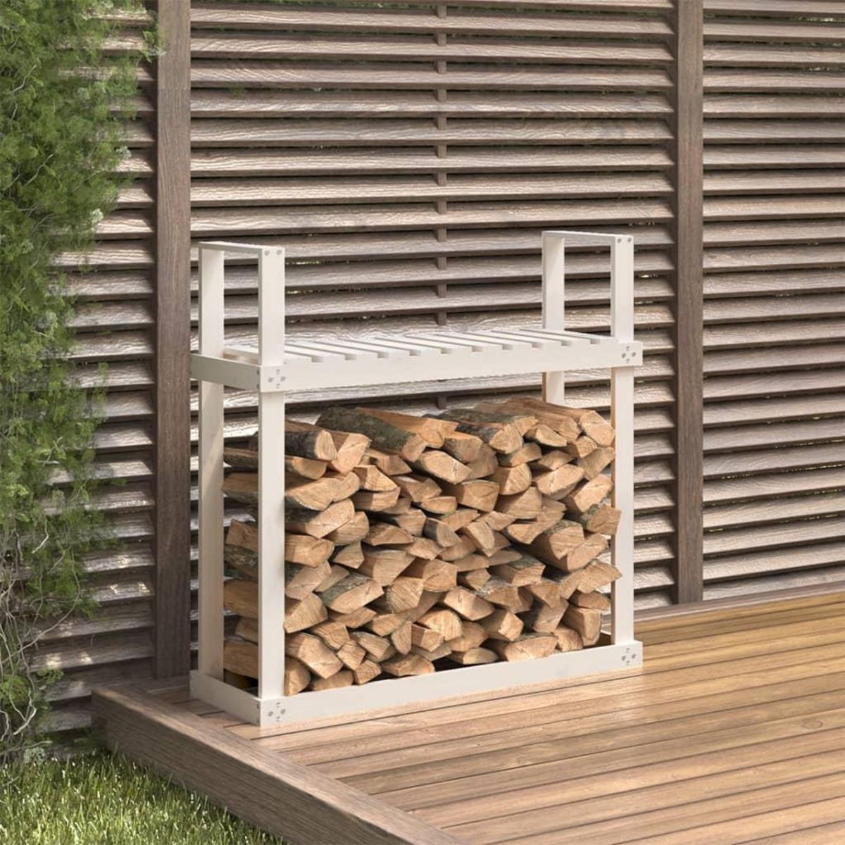 VIDAXL Support pour bois de chauffage Blanc 110x35x108,5cm Bois de pin