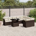VIDAXL Salon de jardin 10 pcs avec coussins marron resine tressee