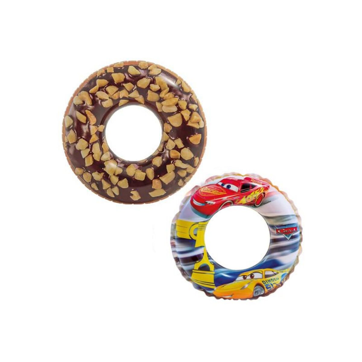ESPACE-BRICOLAGE Pack Bouée gonflable donut au chocolat 114 cm de diamètre - Bouée gonflable voitures 51 cm de diamè