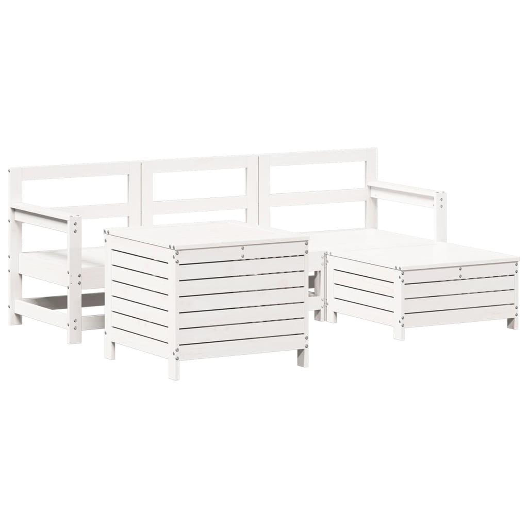 Voir la diapositive 2 : VIDAXL Salon de jardin 5 pcs blanc bois massif de pin