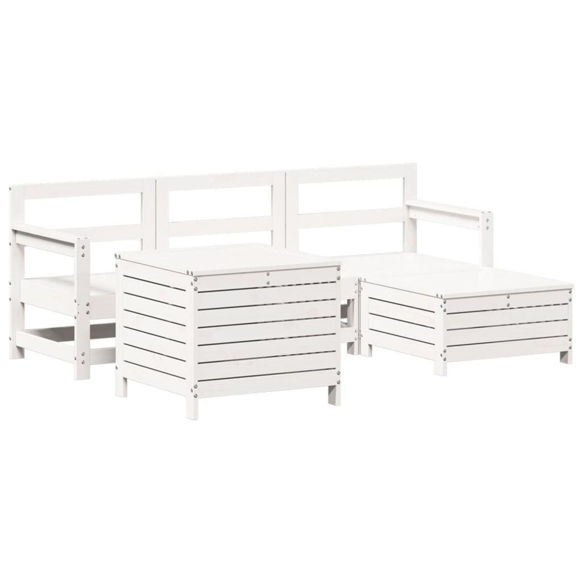 VIDAXL Salon de jardin 5 pcs blanc bois massif de pin
