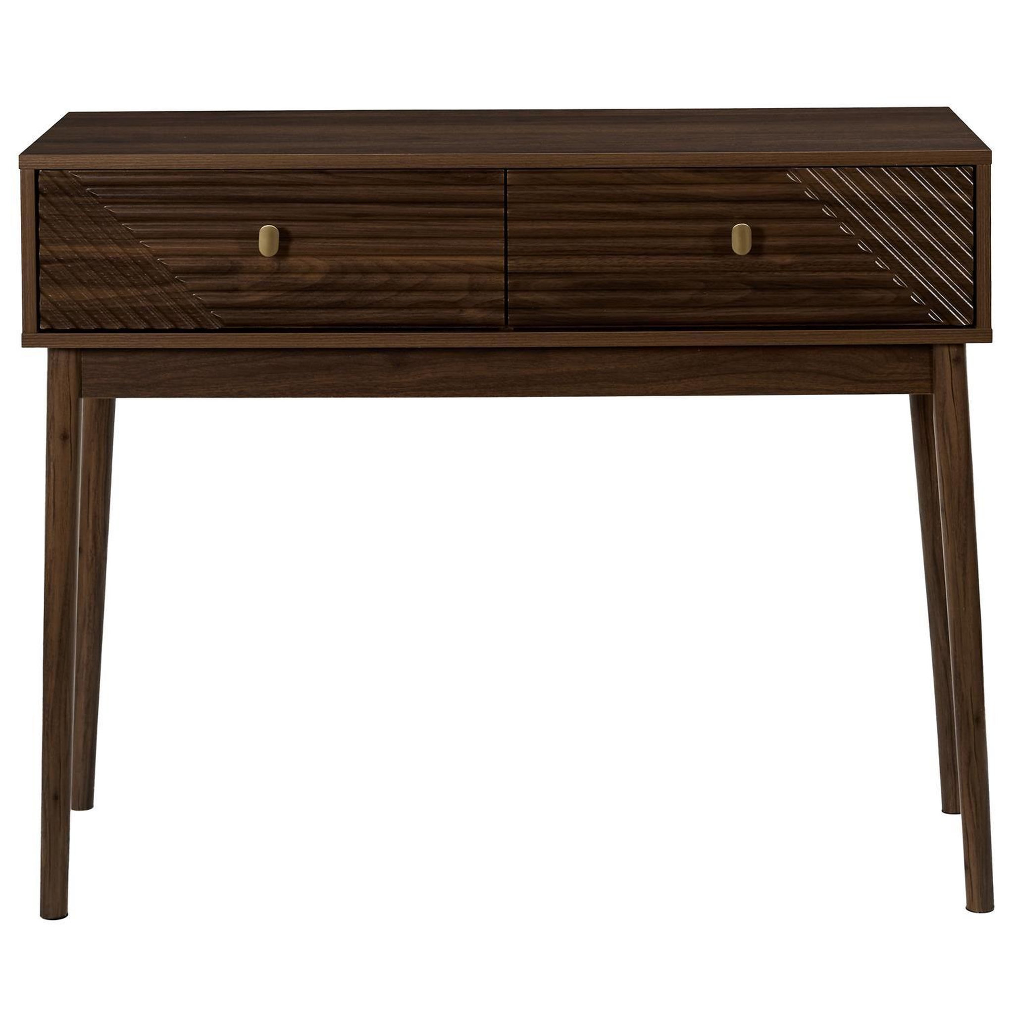 Voir la diapositive 3 : The Home Deco Factory Console 2 tiroirs effet noyer tiffany - marron