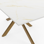 Voir la diapositive 5 : ID MARKET Table à manger rectangle ALIX  8 personnes pied araignée laiton et plateau effet marbre blanc ALASKA 160 cm