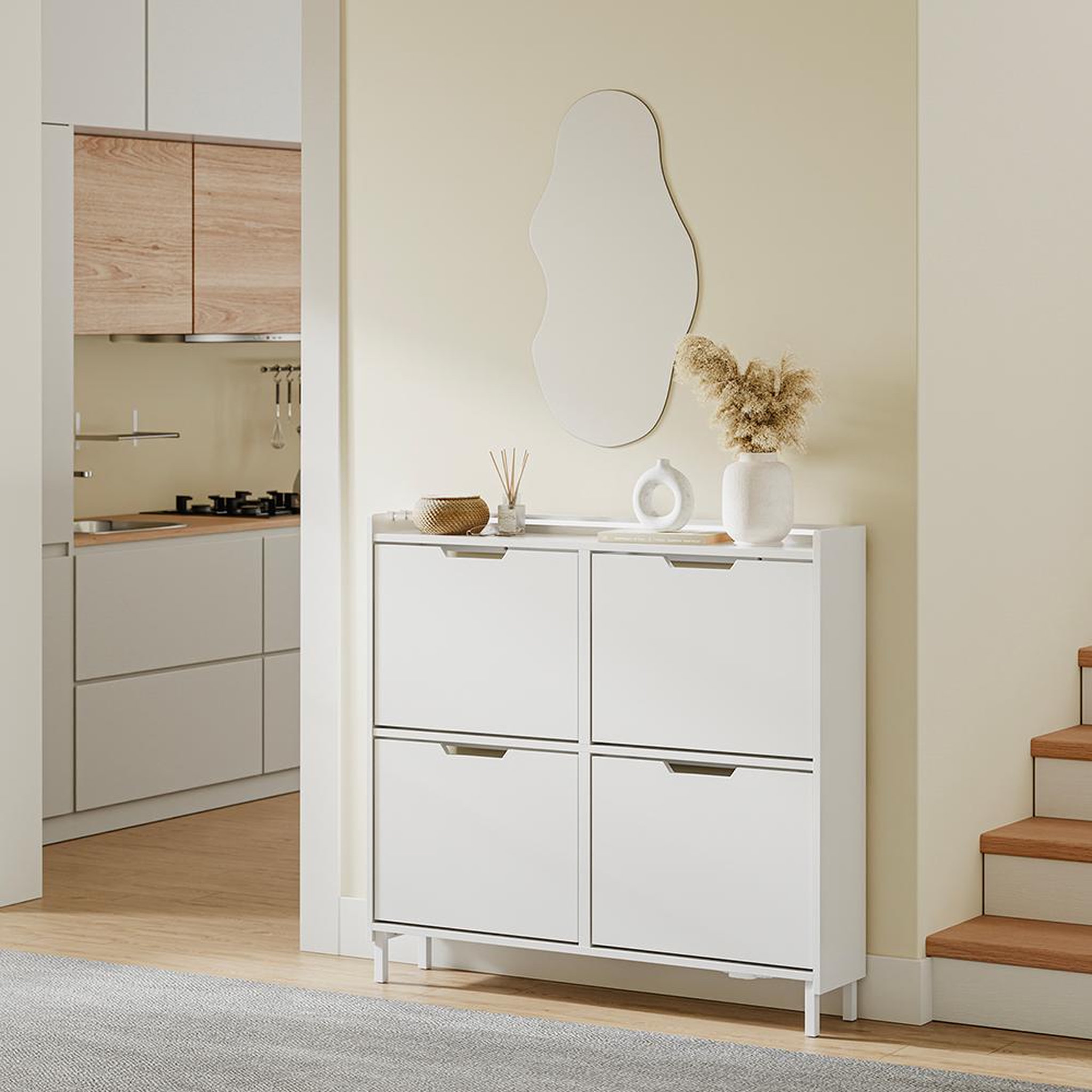 Voir la diapositive 2 : SOBUY Armoire à chaussures Blanc 80x30x100 cm FSR100-E-W