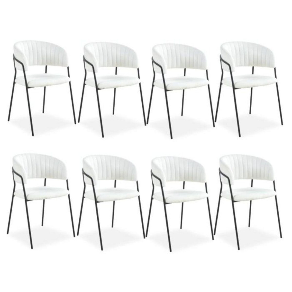 Paris Prix Lot de 8 Chaises en Bouclette  Batora  79cm Crème & Noir