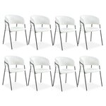 Paris Prix Lot de 8 Chaises en Bouclette  Batora  79cm Crème & Noir