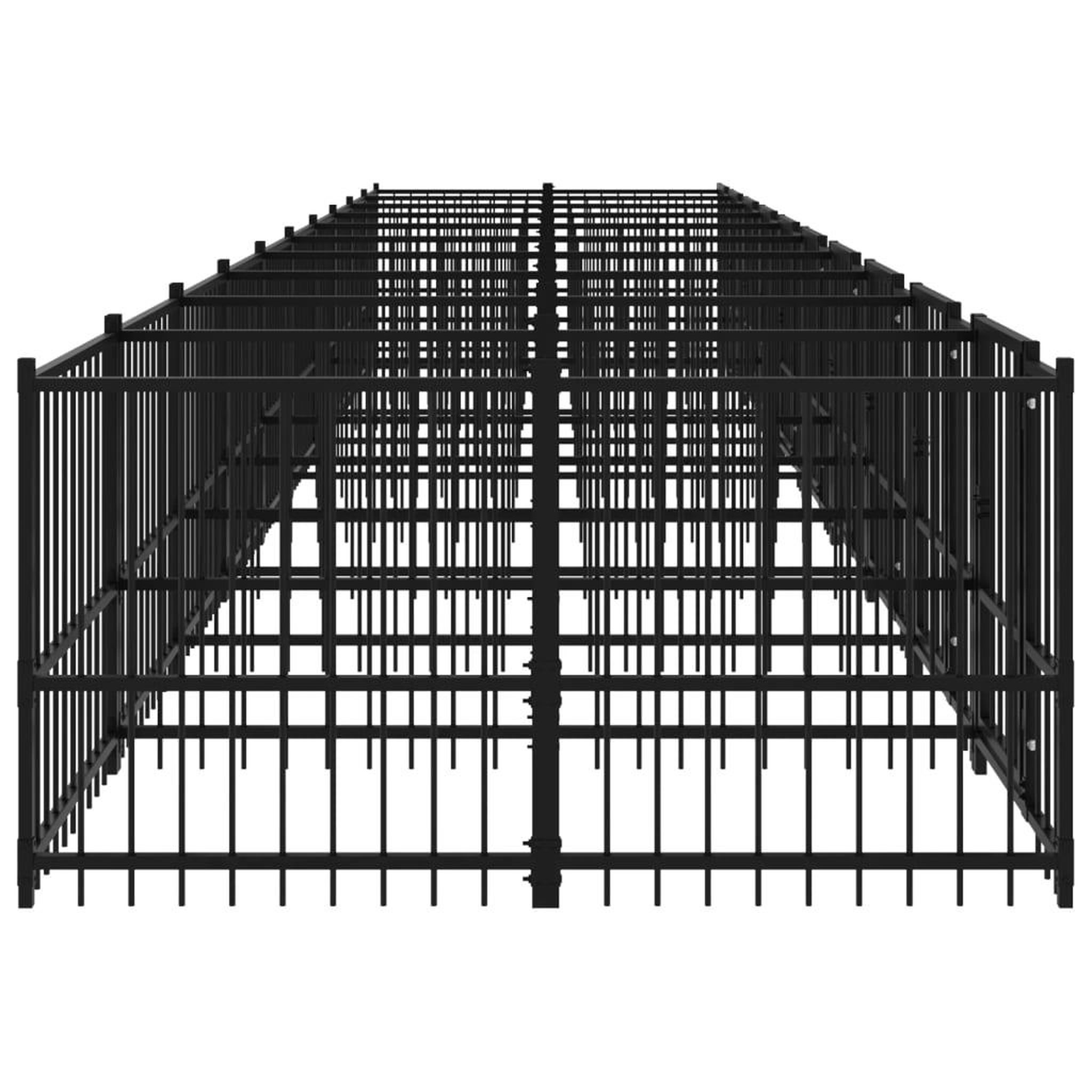 Voir la diapositive 4 : VIDAXL Chenil d'exterieur pour chiens Acier 18,77 m²