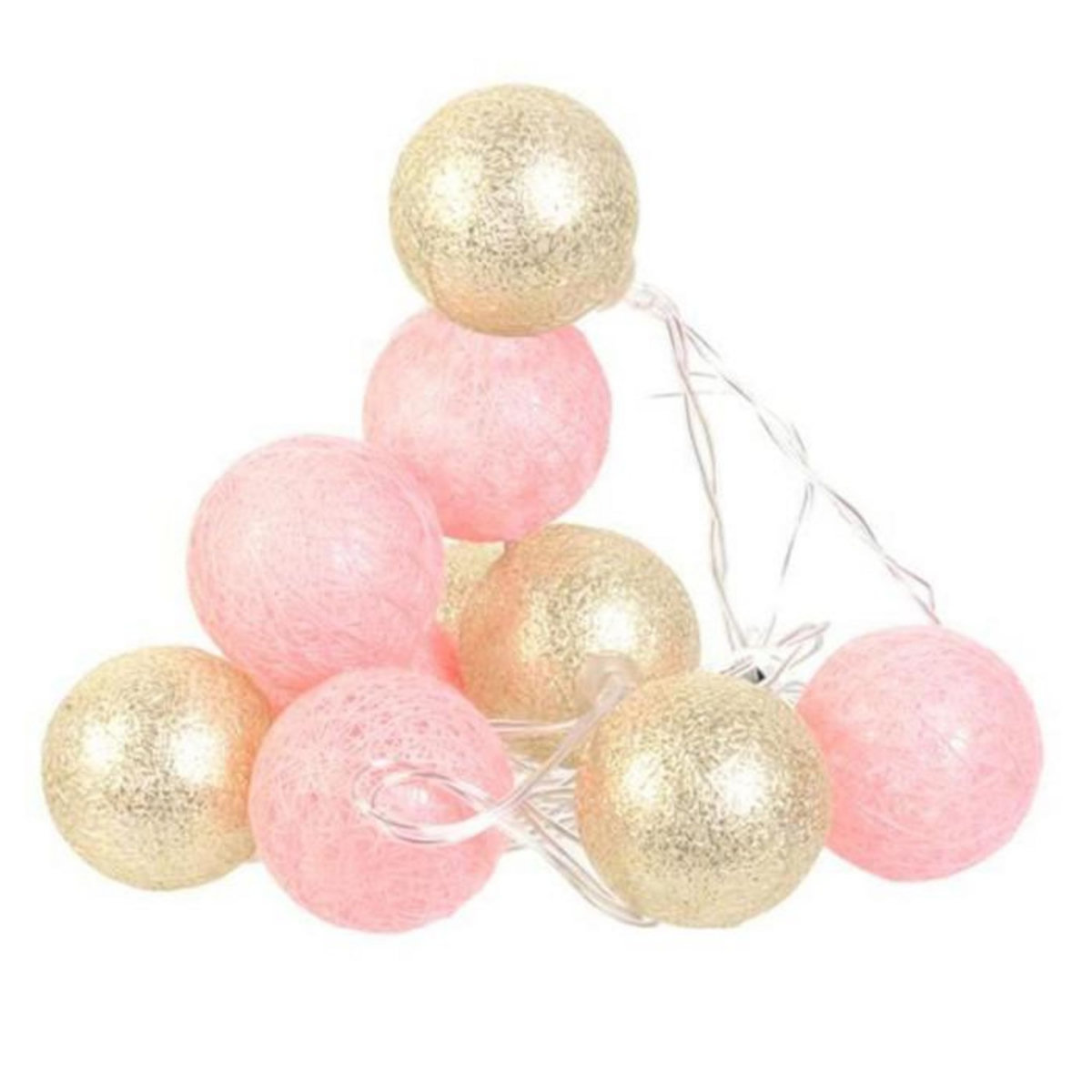 Paris Prix Guirlande Lumineuse à Led  10 Boules  192cm Rose