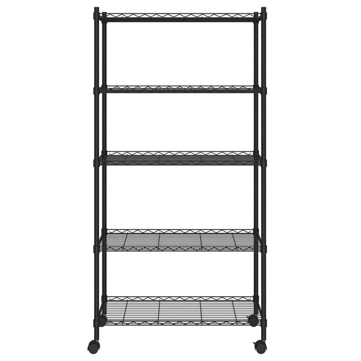 VIDAXL Etagere de rangement 5 niveaux roues 75x35x155 cm Noir 250 kg