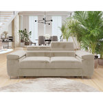 BEST MOBILIER Pablo - canapé droit 2 places avec têtières ajustables - en velours. Coloris disponibles : Gris, Beige, Bleu, Vert