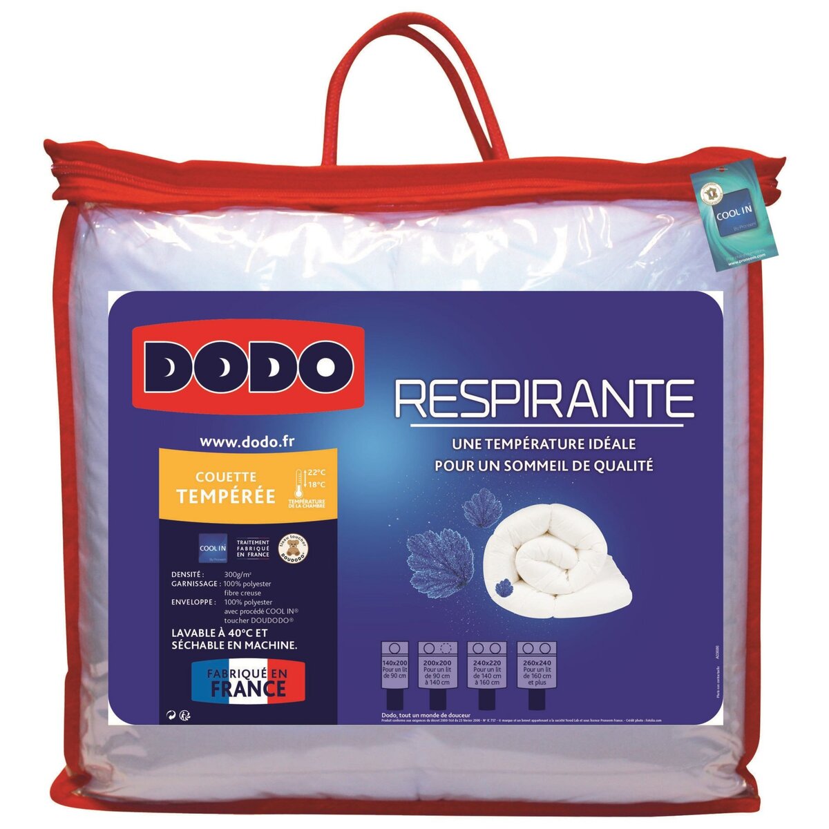 DODO Couette tempérée microfibre respirante 300 g/m² DODO COOL'IN