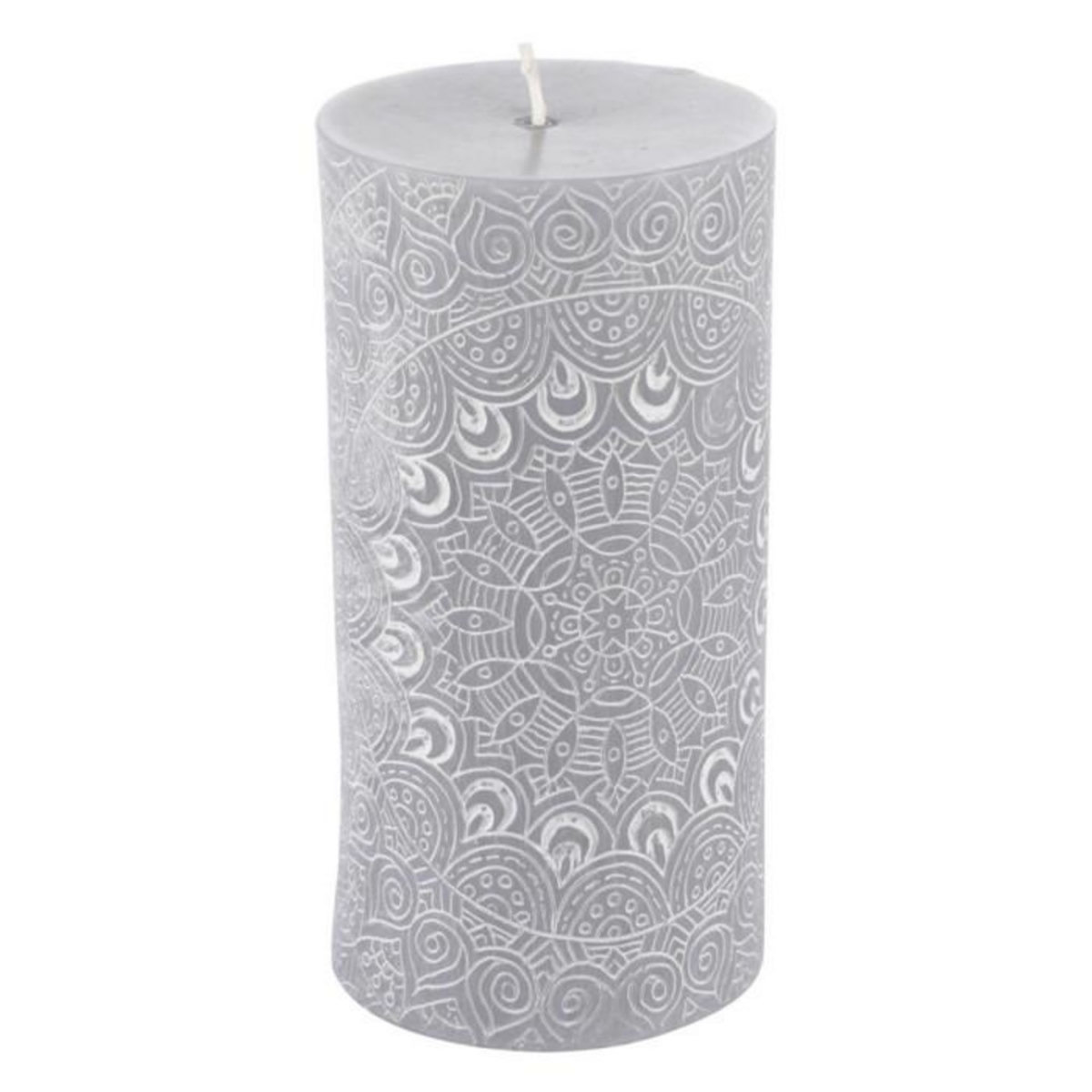 Paris Prix Bougie Pilier Mandala  Graphic Ethnic  14cm Gris Clair