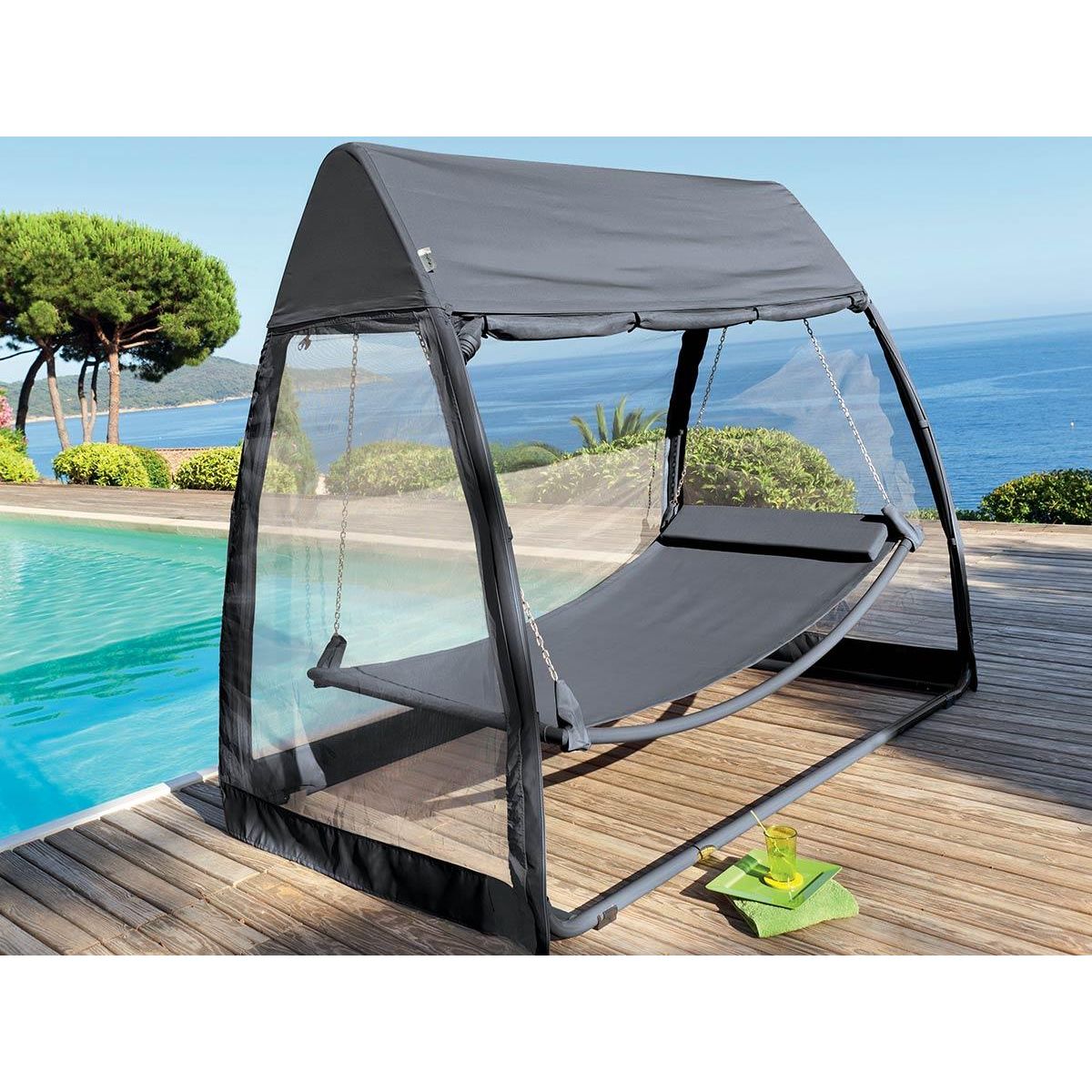 HESPERIDE Balancelle avec moustiquaire Trinidad ardoise - Hespéride