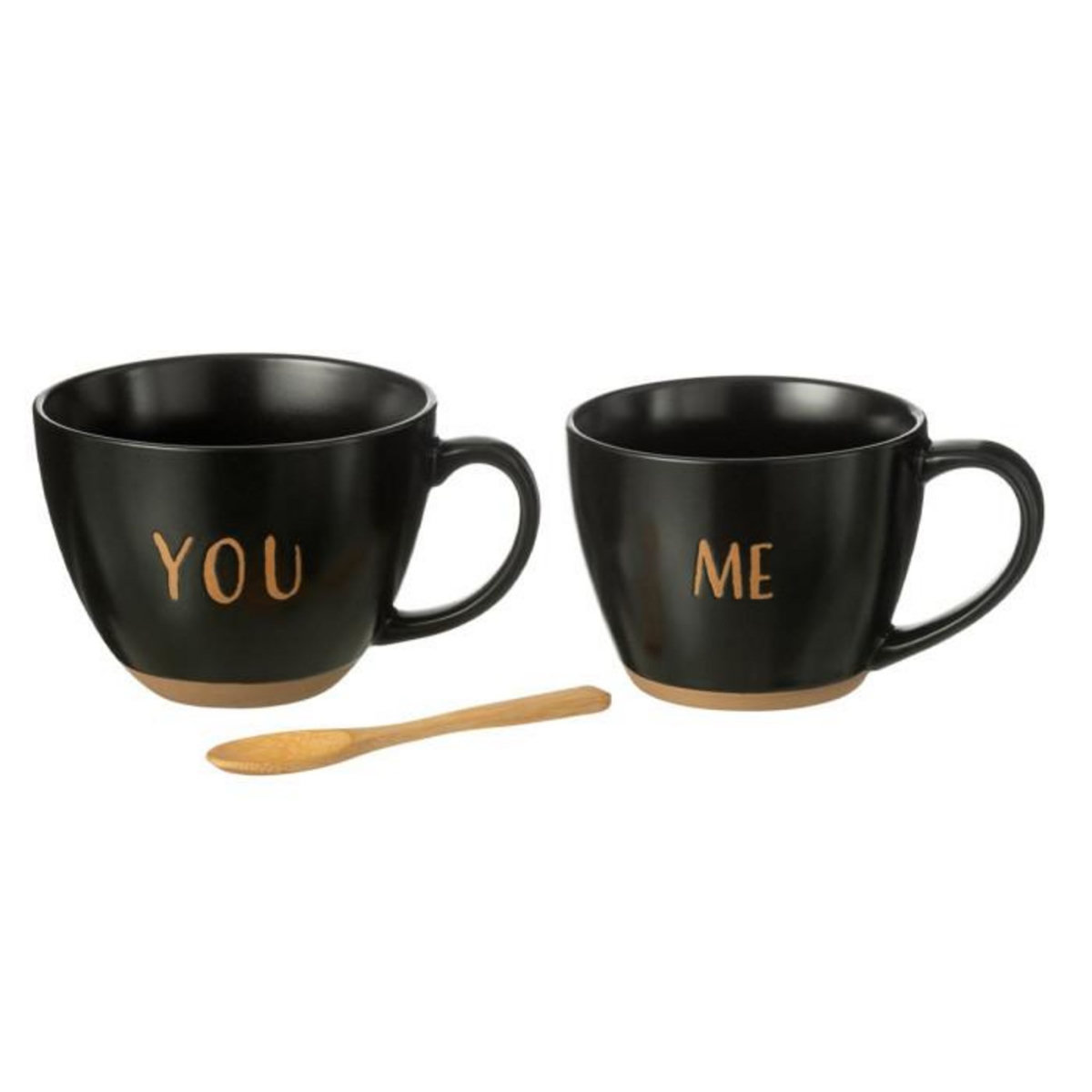 Paris Prix Lot de 2 Tasses Avec Cuillère  Me You  24cm Noir