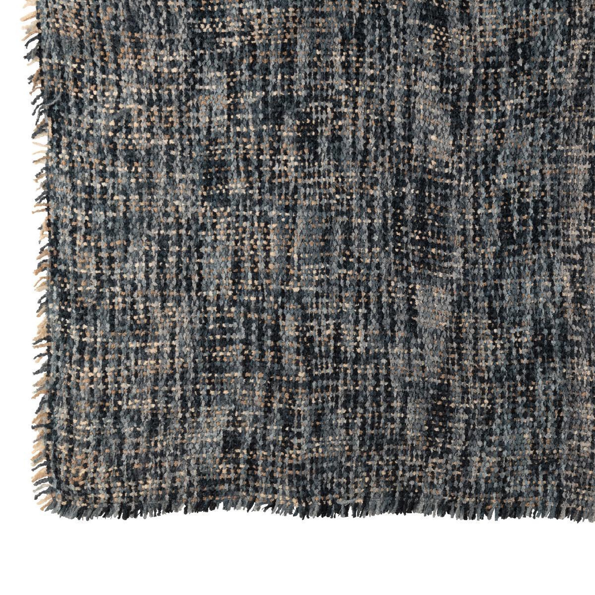 Voir la diapositive 2 : J-LINE Plaid en tweed  cosy  130x180cm bleu & blanc