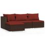 Voir la diapositive 2 : VIDAXL Salon de jardin 4 pcs avec coussins Marron Resine tressee