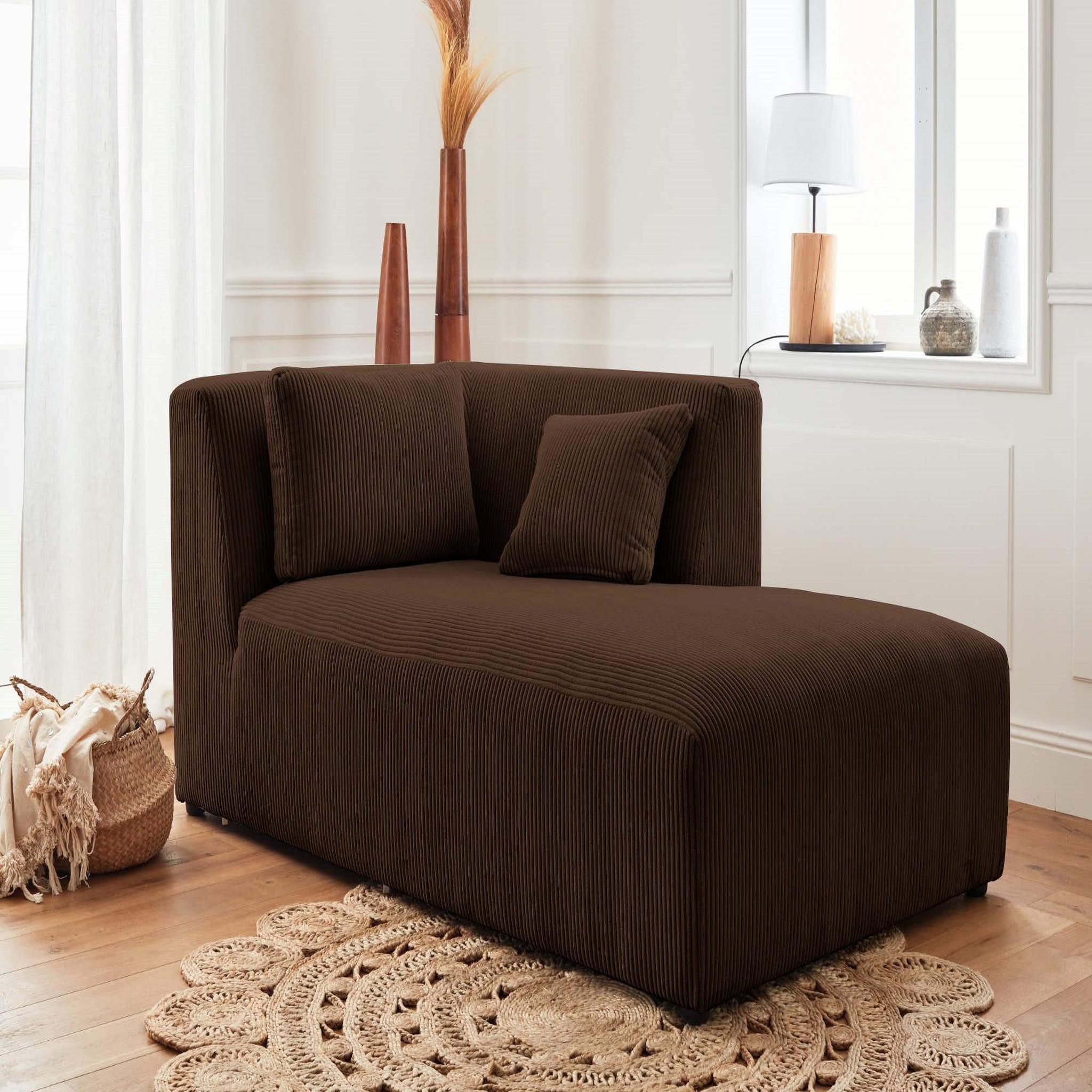 Voir la diapositive 5 : LISA DESIGN Victoire - canapé modulable d'angle droit - 5 places - en velours côtelé