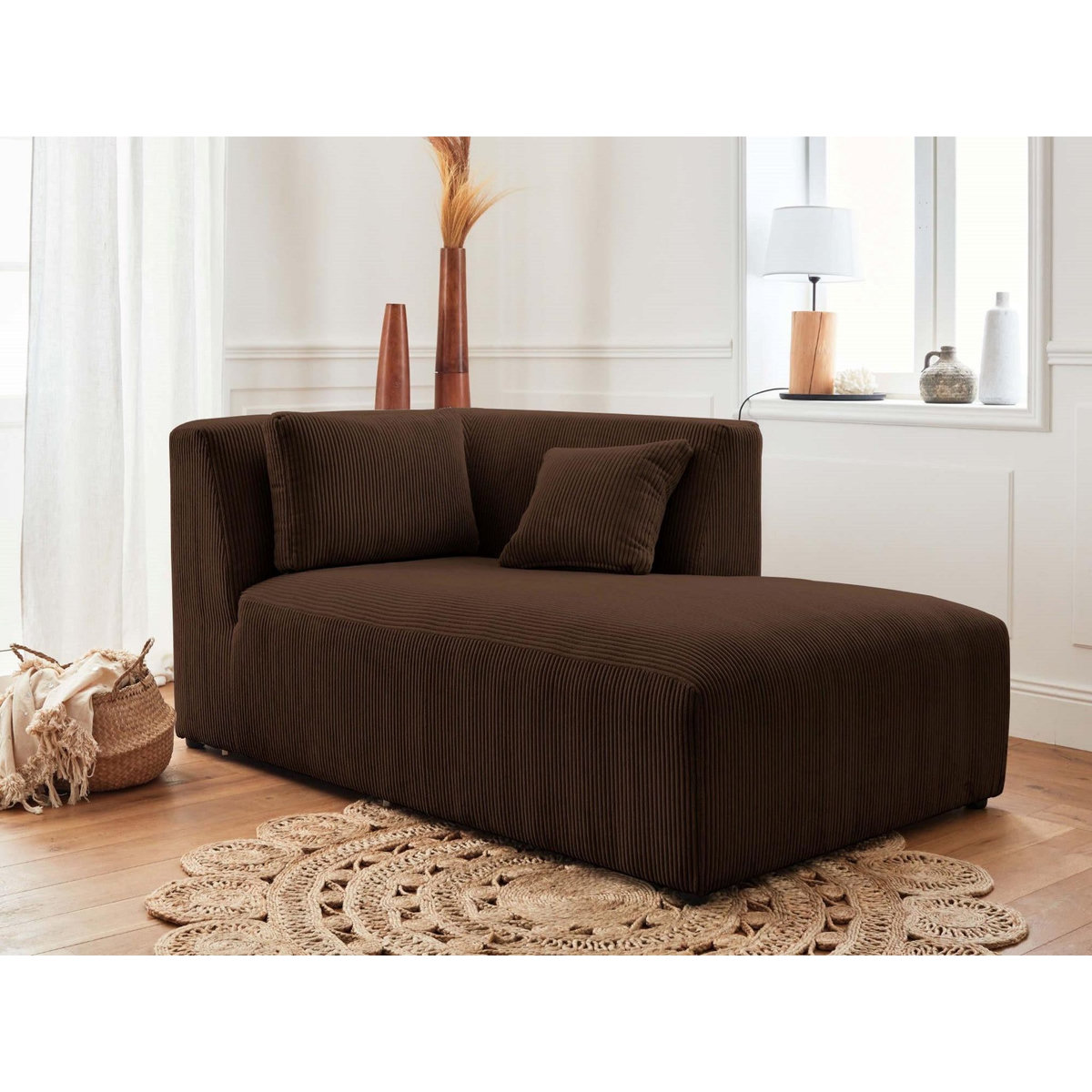 LISA DESIGN Victoire - canapé modulable d'angle droit - 5 places - en velours côtelé