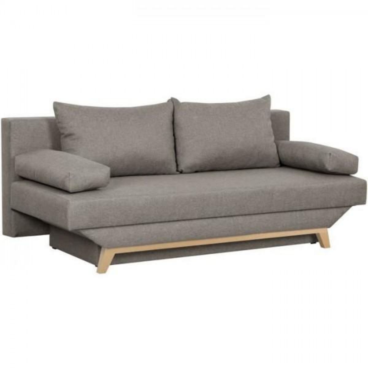 MARKET24 TEIJO Banquette convertible 3 places avec coffre de rangement - Tissu Taupe - L187 x P 91 x H 82 cm