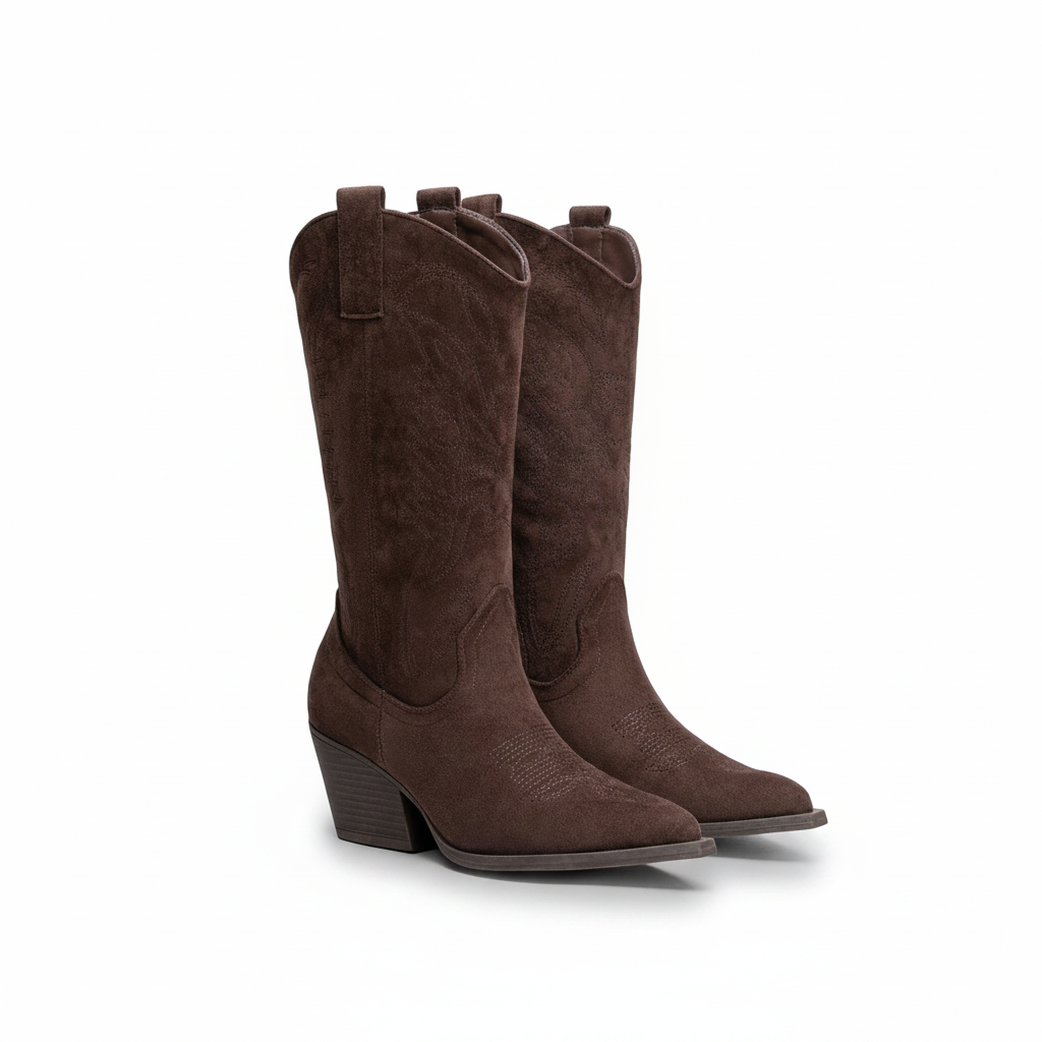 Voir la diapositive 3 : OZABI Ozabi bottes santiag femme haute tige suédine talon bloc 6 cm bout pointu