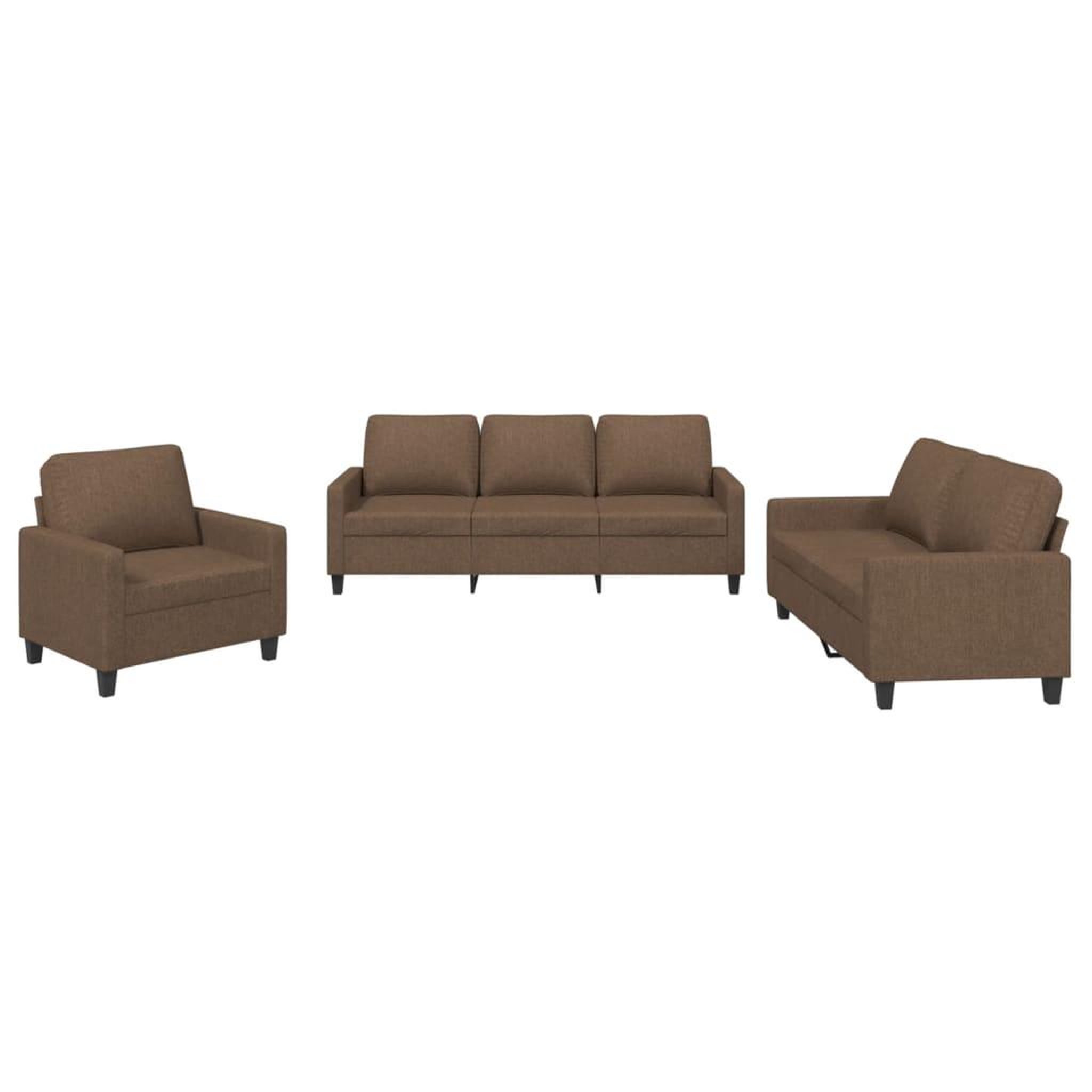 Voir la diapositive 2 : VIDAXL Ensemble de canapes 3 pcs avec coussins Marron Tissu