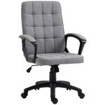 VINSETTO Chaise de bureau design Chesterfield effet capitonné hauteur réglable pivotant 360° tissu gris