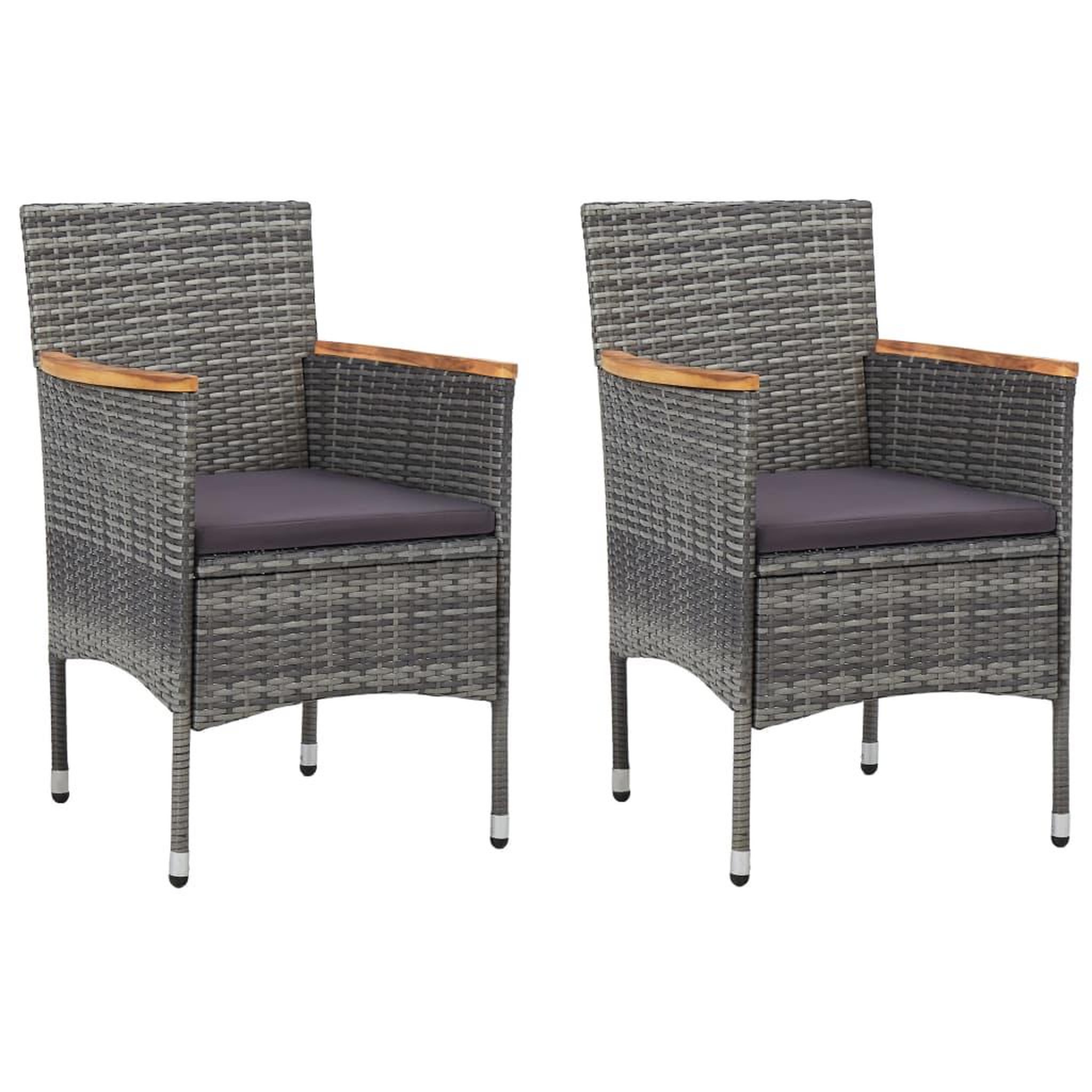 Voir la diapositive 3 : VIDAXL Ensemble de bistro 3 pcs resine tressee et verre trempe gris
