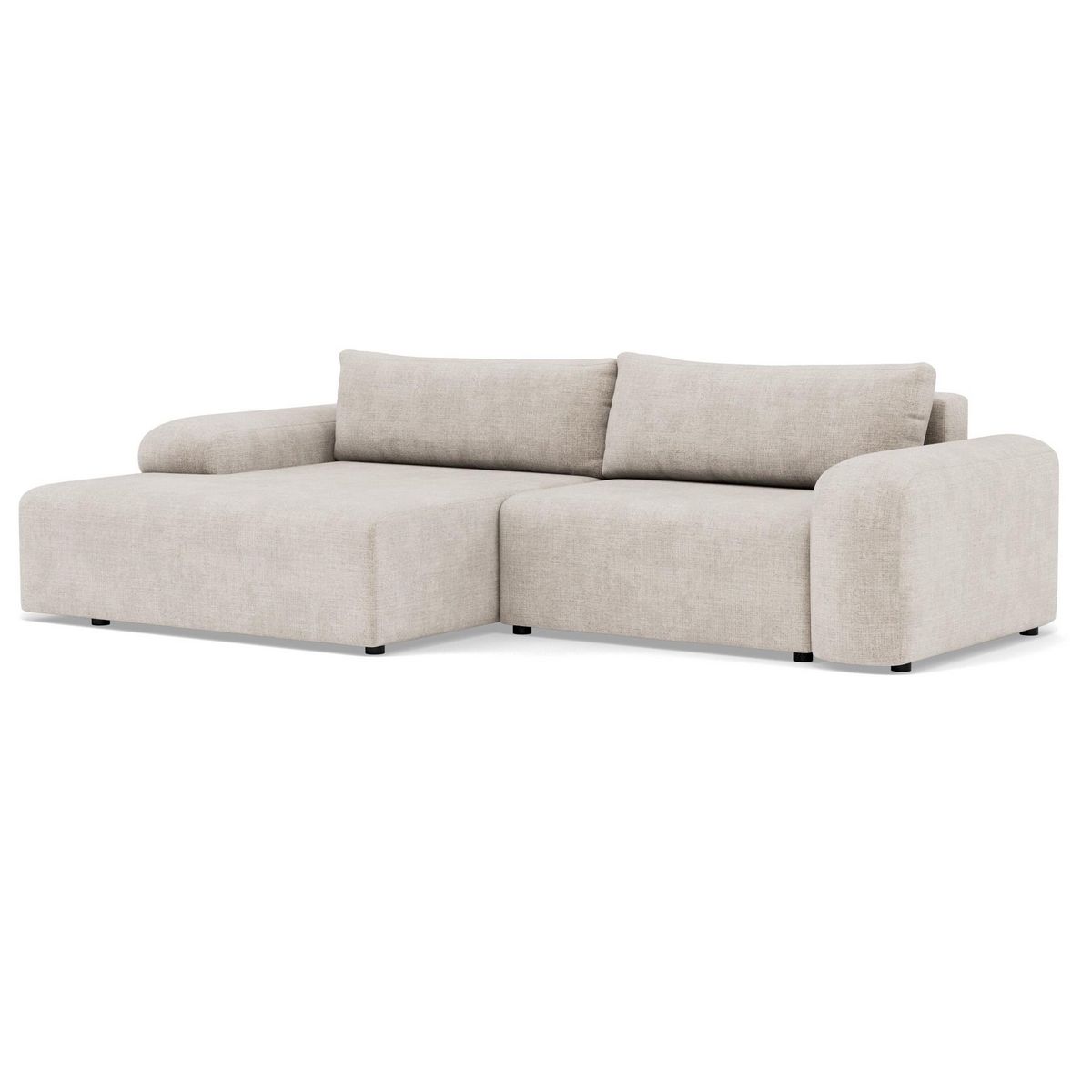 BEST MOBILIER Rebecca - canapé d'angle gauche 4 places convertible avec coffre en velours texturé